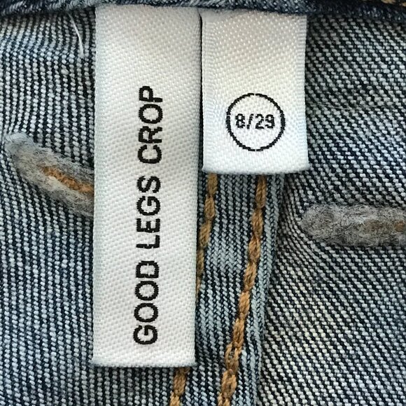 Good American Good Legs Crop Skinny Legs Women 8/29 Blue High Rise Distressed - Picture 4 of 13